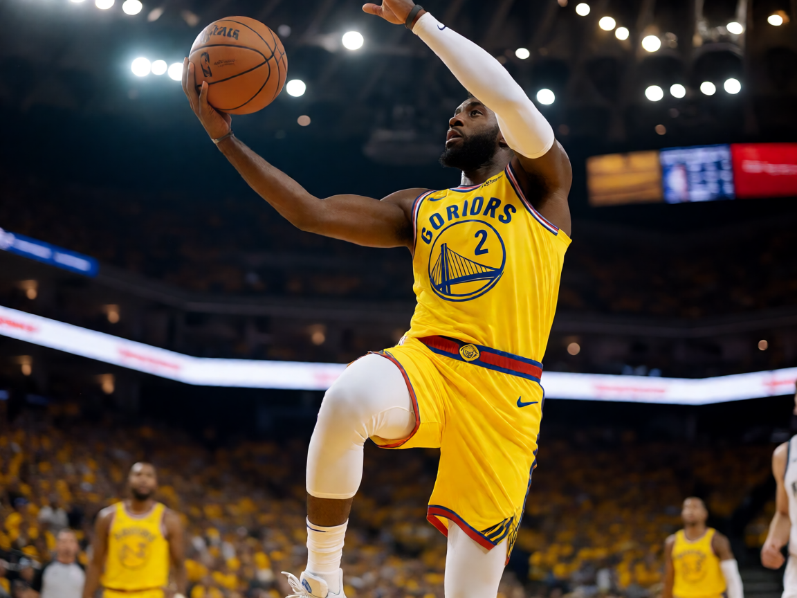 NBA季后赛比赛现场，球员突破上篮